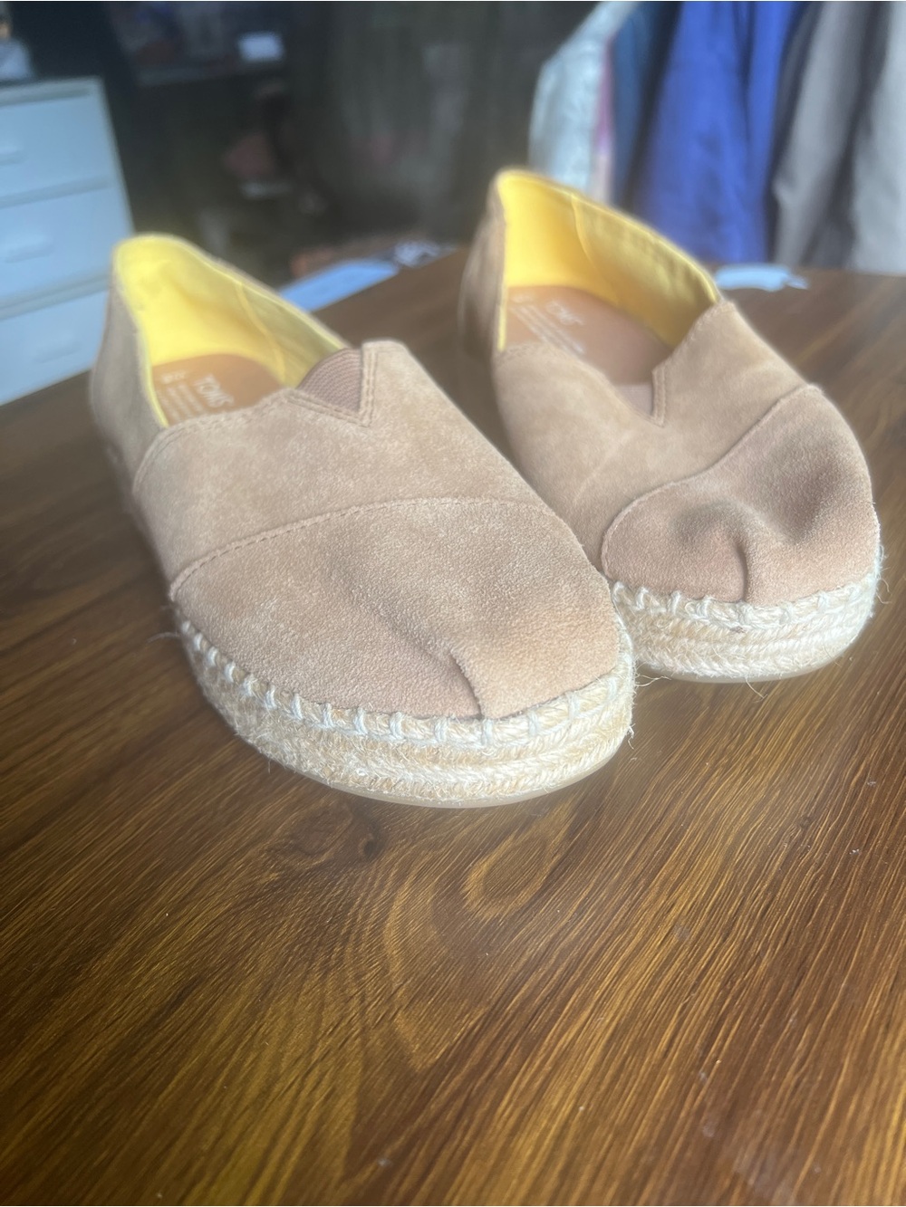 Toms Alpargata Rope Espadrille Beige Cream Platform Slip-On Shoes Sz W6